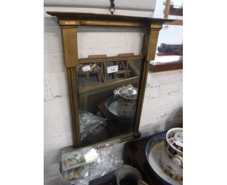 A REGENCY PIER GLASS of small proportions with (damaged) Verre Églomisé panel over an older re-used plate, 14" wide