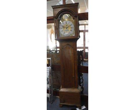 A GEORGE III MAHOGANY EIGHT-DAY LONGCASE CLOCK by Samuel Green, Tenbury, 12" brass and silvered dial, the eight-day movement 