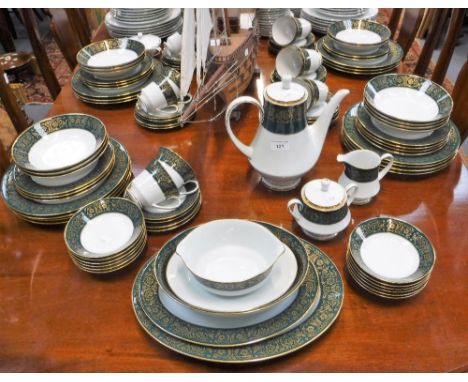 AN EXTENSIVE NORITAKE DINNER AND TEA SERVICE in the 'Chalmette' design with a dark green and gilt border
