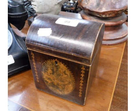 A REGENCY DOME TOP TEA CADDY, 6" high