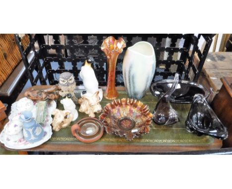 A POOLE POTTERY PENGUIN, similar ceramics, a carnival glass dish and similar items