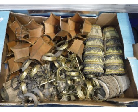 A COLLECTION OF 19TH CENTURY OR LATER LAMP SHADES with brass clip mounts (one box)