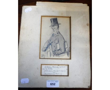 E T REED: A SATIRICAL DRAWING inscribed 'A Leading Missionary just Home from his Mission (Mr C H - M B - R L -N returns from 