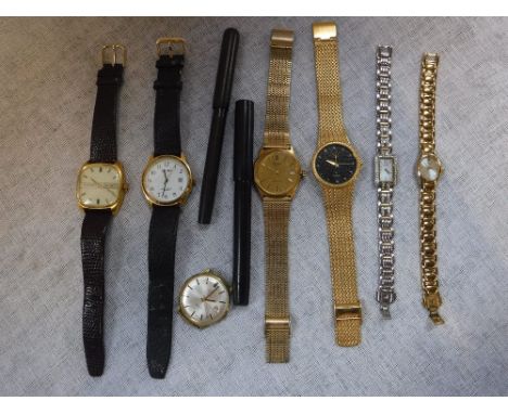 A SELECTION OF VARIOUS GENTLEMEN'S AND LADIES WRISTWATCHES and a vintage pen