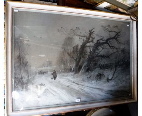 G SHEFFIELD: A Winter landscape, pastel, signed and dated 1881