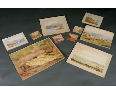 R Christie Smith - Landscapes, including views taken in North Wales and Torbay, eight, watercolour and one oil sketch, severa