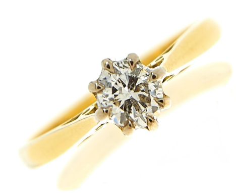A diamond solitaire ring, the old cut diamond of approximately 0.25ct, in 18ct gold, Birmingham, convention marked, 2.5g, siz