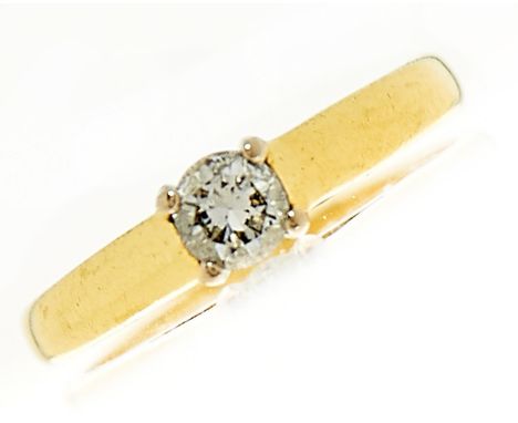 A diamond solitaire ring, the round brilliant cut diamond weighing approximately 0.25ct, in 18ct gold, London 1991, 2.9g, siz
