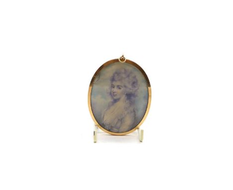 In the manner of Henry Edridge a portrait of a lady, half-length, in a white dress and wrap miniature on ivory in a double-si