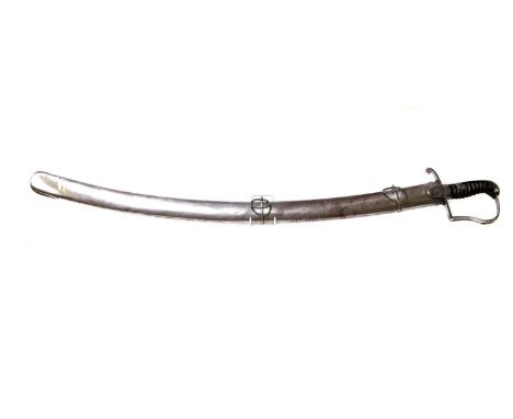 A 1796 Light Cavalry Officer's sabre with a single fullered blade, complete with scabbard,the blade 83cmtotal 98cmShipping Di