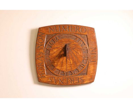 An Arts and Crafts oak sundial, An Arts and Crafts oak sundial, 'Horas non numero nisi serenas' - 'I only count the sunny hou