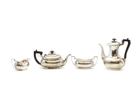 A silver four piece tea and coffee service, by Joseph Rodgers &amp; Sons, Sheffield, 1913 and 1914, of plain form,the coffee 