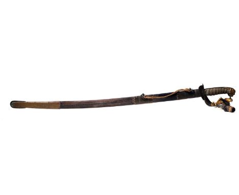 A Naval Officer's sword  c.1830, with pipe back blade, the gilt with a folding side guard and a shagreen grip, complete with 