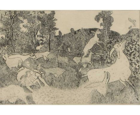▲ Anthony Gross RA (1905-1984) 'Goat Herds', etching and aquatint, signed in pencil l.r., inscribed with title and numbered '