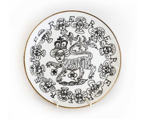 After Sir Grayson Perry RA (b.1960) 'Lion Queen', 2022a glazed fine china plate based on the 'Lion Queen Charger' Perry creat
