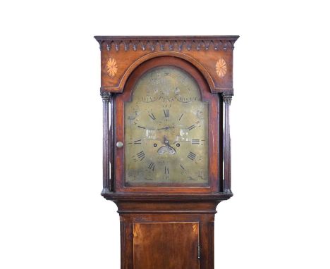 Late George III 8-day brass dial longcase clock, J. Collings, Sodbury, 12-inch break-arched dial with Roman hours and Arabic 