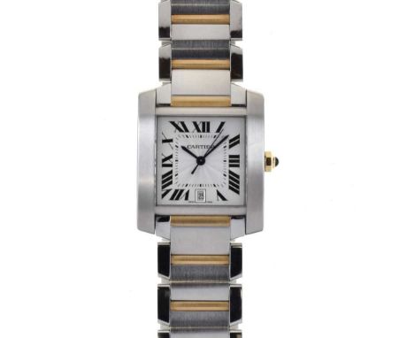 Cartier Tank Francaise ladies wristwatch, ref 22302, the white Roman dial having date aperture at 'VI', serial number: 5271**