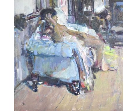 Thomas John Coates (b. 1941) - 'The Blue Sofa', initialled lower left, 49.5cm x 49.5cm, framed.Condition report: General wear