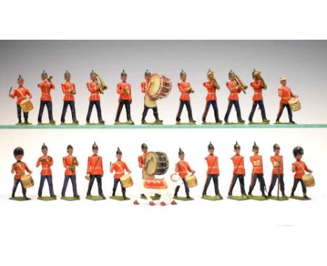 Britains 'Band of The Line' figures, to include goat mascot. (24)Condition report: Two figures missing and army. All having p