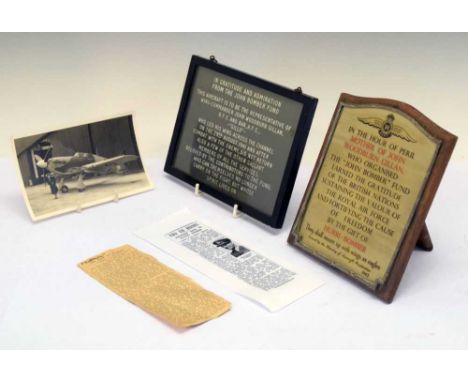 Wing-Commander John Woodburn Gillan Bar D.F.C. and A.F.C Interest – Two ‘John Bomber Fund’ commemorative plaques, one photogr