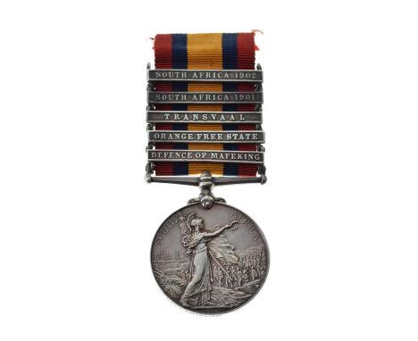 Queens South Africa Medal 1899-1902 awarded to T. Johnstone. Mafeking Town Guard, having Defence of Mafeking, Orange Free Sta