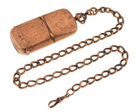 9ct gold watch chain of graduated curb links, with a bolt ring and a swivel catch, 39.5cm, 29g gross approx; with a 9ct gold 