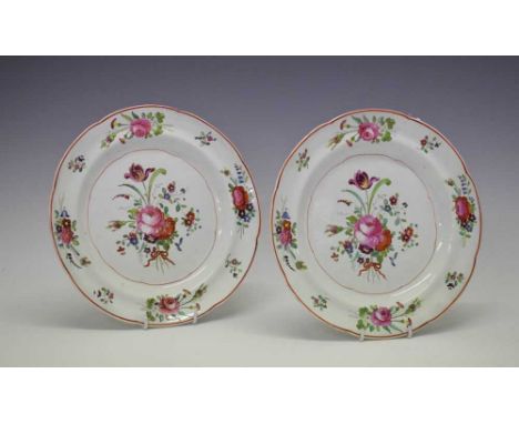 Bristol Interest - Pair of early 19th Century Bristol pottery pearlware 'Mansion House' plates painted with floral sprays, pa
