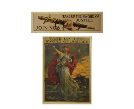 First World War interest – ‘Take Up the Sword of Justice’ recruitment poster published by the Parliamentary Recruiting Commit