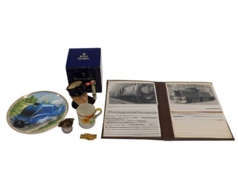 Railway related ephemera, including a British Steam Locomotive Majesty of Steam, Mallard cabinet plate, an LMS J&amp;G Meakin