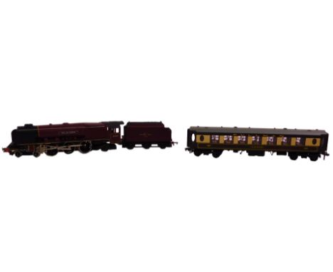 A G&amp;R Wrenn OO gauge Princess Coronation Class locomotive City of London, 4-6-2, 46245, BR red livery, and a Hornby OO 40