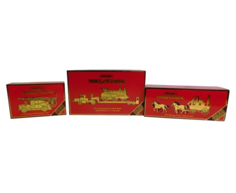 Matchbox Models of Yesteryear boxed diecast, including 1936 Leyland Cub fire engine FK7, 1820 passenger coach and horses circ