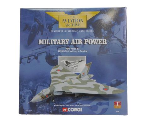 A Corgi The Aviation Archive 1:144 scale diecast Military Air Power Avro Vulcan B2 XH558 First and Last in Service, boxed.