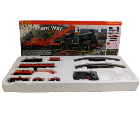 A Hornby OO gauge train set The Permanent Way R1029, including BR 0-6-2 class N2 locomotive, 75 tonne mobile crane, maintenan