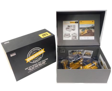 A Diecast Masters diecast CAT D7C track type tractor and CAT D7E electric drive tractor type tractor two piece set, item numb