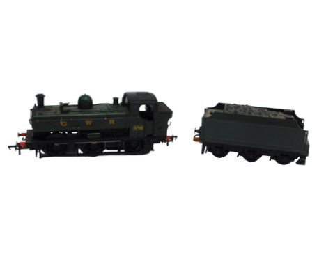 A Bachmann Branchline OO gauge GWR pannier tank locomotive, 0-6-0, 3705, in GWR green, and a Southern tender 919. (2)