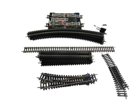 OO gauge track and accessories, including a Hornby R 636 level crossing, Bachmann speed controller, track and accessories in 
