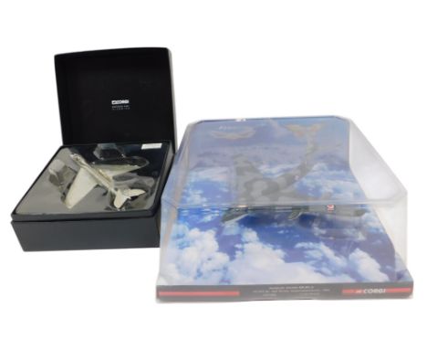 A Corgi Precision Cast Classics Hawker Hunter diecast plane G500191, and a Corgi The Aviation Archive Bomber Legends AA31604 