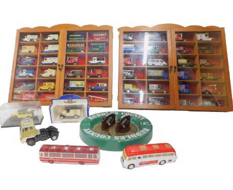 Oxford diecast and Lledo Days Gone in two collector's cases, a Scalextric Leyland Road Train, Oxford diecast Dickinson and Mo