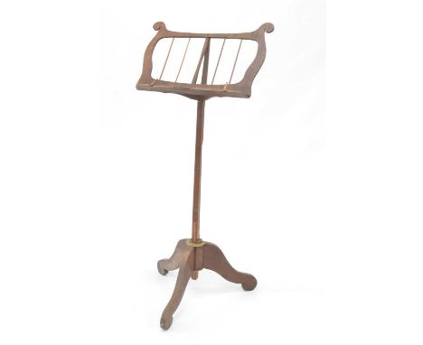 Late Victorian Oak Music Stand Lyre-form stand on an adjustable square-section support raised on a tripod base.115cm high at 