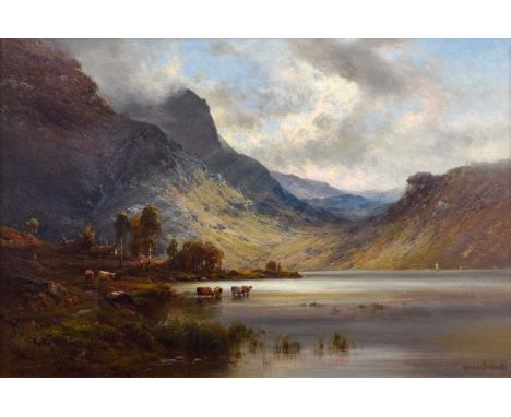 Alfred de Breanski Senior (British 1852-1928) "The Foot of Ben Nevis" Signed, titled on gilt nameplate and on verso, oil on c