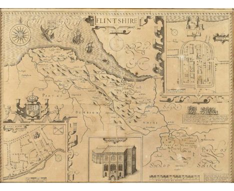 John Speede, Map of Flintshire. Flintshire. Speed (John), sold by John Sudbury and George Humbell, [1627], engraved map, inse