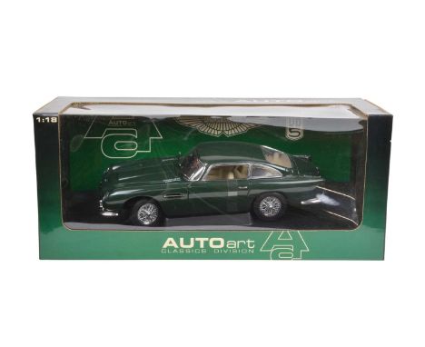 Auto Art Classics Division 1:18 scale model of an Aston Martin DB5 Finished in green, model No. 70024, RHD, in original windo