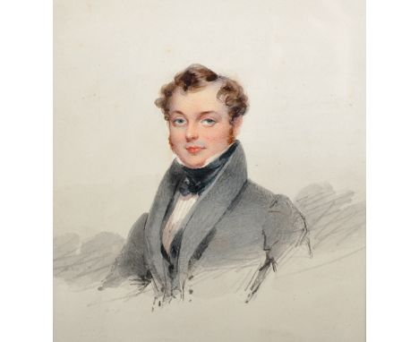 James Noble (19th Century) British. Portrait of a Man, Watercolour, Signed, Inscribed and Dated 'June 15 AD 1827' on the reve