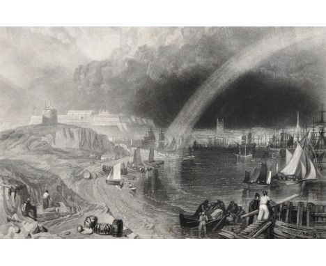 After Joseph Mallord William Turner (1775-1851) British. "Plymouth", Mezzotint, Unframed, 6.25" x 9.5", and three others by t