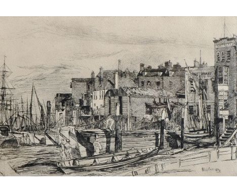 James Abbott McNeill Whistler (1834-1903) American. "Thames Police" (1859), Etching, 6" x 8.5".