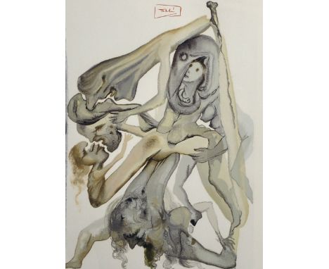 Salvador Dali (1904-1989) Spanish. "La Divine Comodie", Lithograph, Signed in Pencil, 9.75" x 7", and a companion piece, a pa