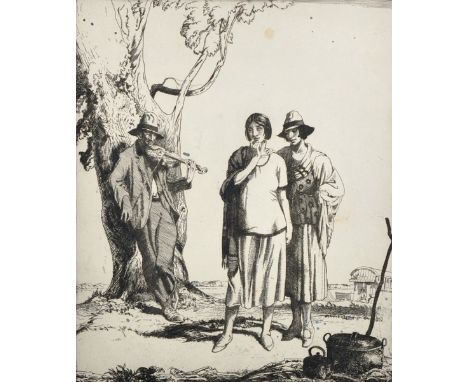 Edward Herbert Whydale (1886-1952) British. "Gypsies", Etching, Signed in Pencil, Unframed, 12" x 9.75" (A/F), together with 
