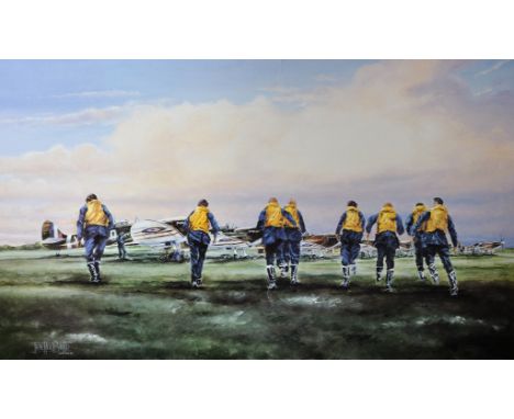 Terrence Brind (20th - 21st Century) British. 'Eagle Squadron Scramble', Lithograph, Signed and numbered 107/825 in Pencil, U