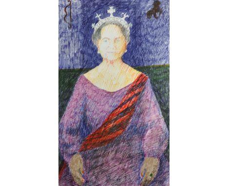 Norman Douglas Hutchinson (1932-2010) British. "First Concept for Queen Mother Portrait 1985', Mixed Media on joined paper, S