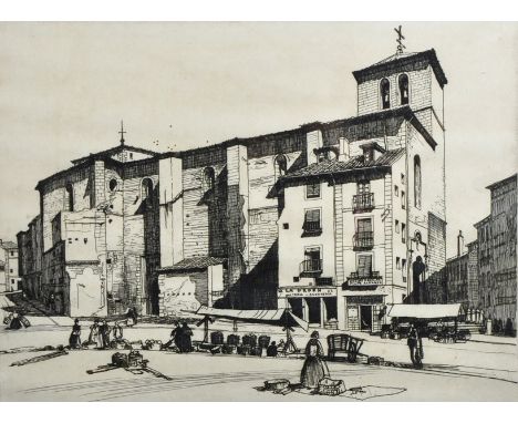 Keith Murray (20th Century) British. An Italian Street Scene, with Figures in the foreground, Etching, Signed in Pencil, 9" x